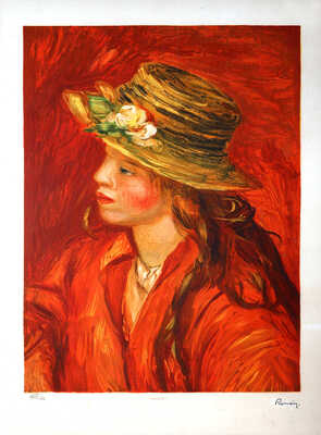 Ренуар Пьер-Огюст. Девушка в соломенной шляпе 